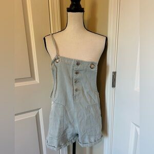Women's Light blue Denim Overalls shorts